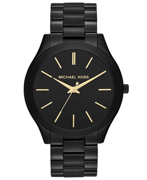 michael kors slim runway black tone stainless steel watch|michael kors matte black watch.